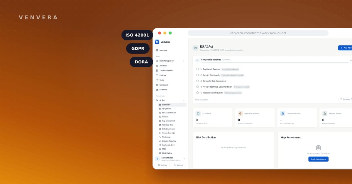 Алтернатива на Vanta за софтуер за съответствие с EU AI Act - класификация на AI системи, FRIA и оценяване на съответствието Алтернатива на Vanta за софтуер за съответствие с EU AI Act - класификация на AI системи, FRIA и оценяване на съответствието